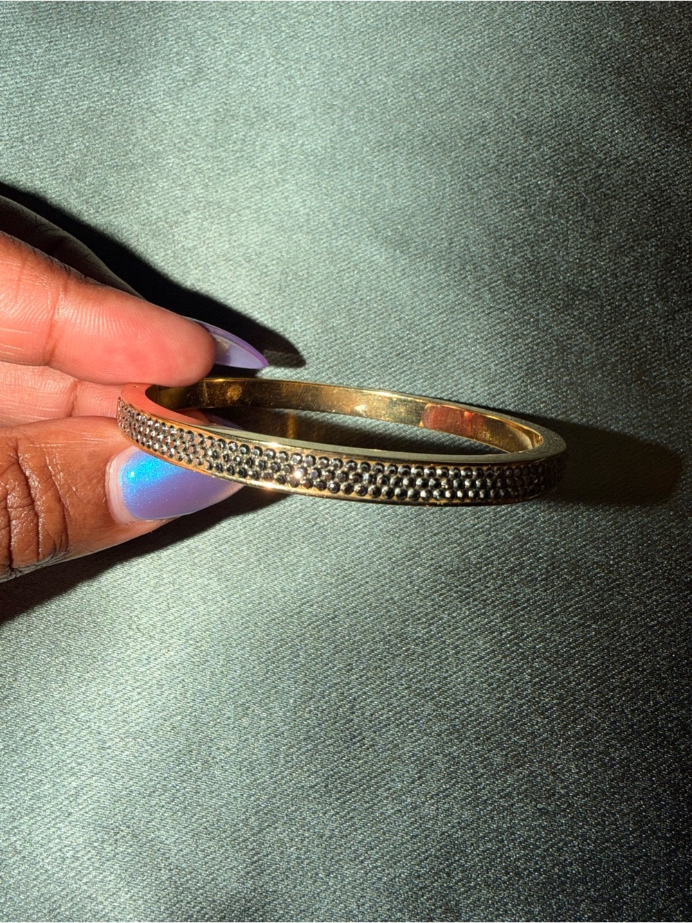Henri Bendel Gold Bangle with Gunmetal stones Bracelet - Women Jewelry